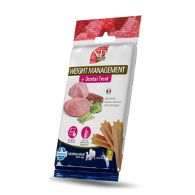 Дентални лакомства за контрол на теглото N&D Dog Dental Treat Weight Management Adult Medium and Maxi за кучета от средни и едри породи с киноа, агнешко, броколи и аспержи 100 гр